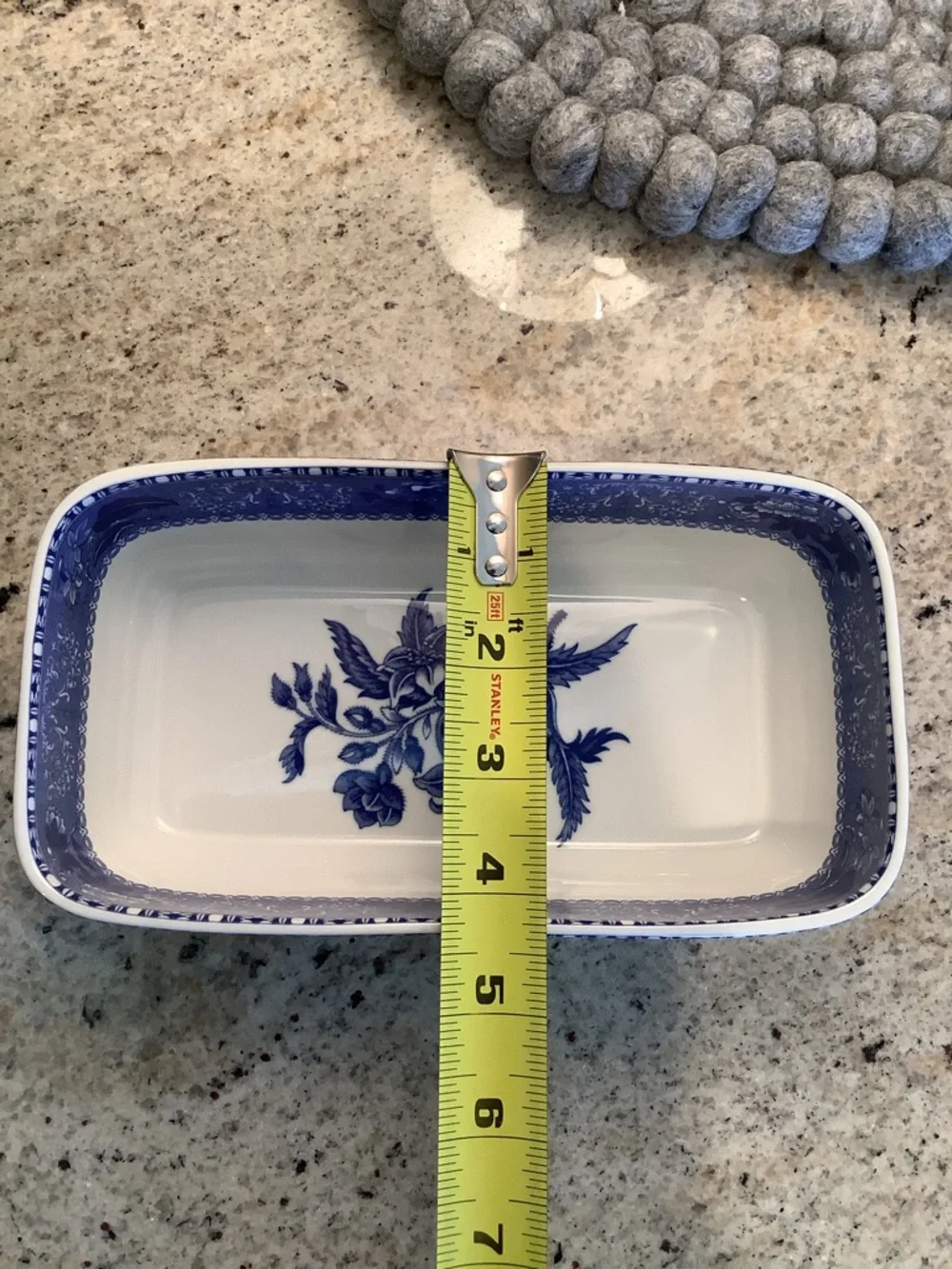 Spode “Camilla” Blue & White Floral Small Rectangular Cranberry Serving Dish